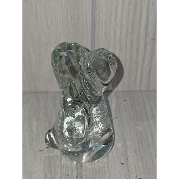 Vtg Hand Blown Art Glass Hound Dog Paperweight Controlled Bubbles Clear Puppy - Picture 2 of 11